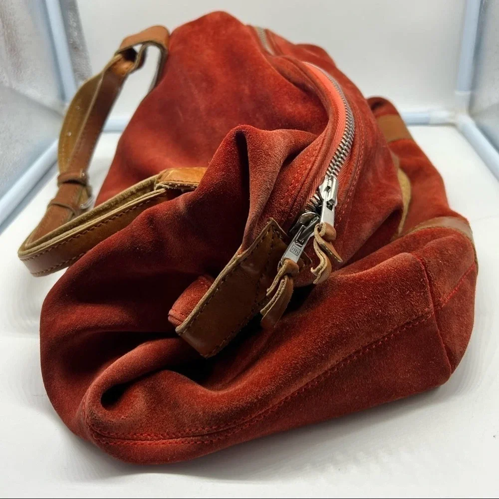 3.1 PHILLIP LIM red suede and brown leather hobo bag